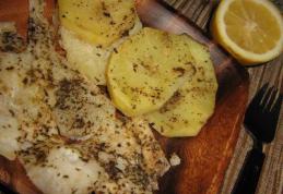 File de cod cu cartofi la cuptor