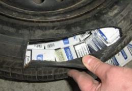 Anvelope umflate cu ţigarete de contrabandă
