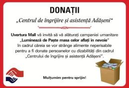 Uvertura Mall derulează campanii umanitare în preajma Sfintelor Sărbători Pascale