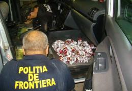 Trei autoturisme „căptuşite” cu peste 6.000 pachete ţigări de contrabandă depistate de poliţiştii de frontieră