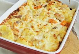 Tartă de cartofi cu carne de pui și legume