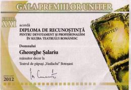 Teatrul „Vasilache” premiat la Gala Premiilor Uniter