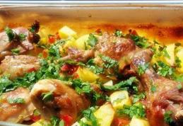 Pulpe de pui cu legume și bere