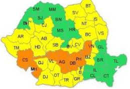 Cod portocaliu de ploi şi vijelii în nouă judeţe din România