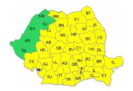 COD GALBEN de furtuni: Este vizat județul Botoșani și alte 35 de judeţe