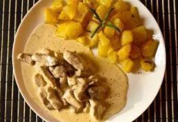 Pulpa de porc în sos alb