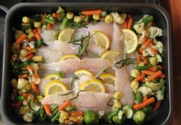 Pește file cu legume la cuptor
