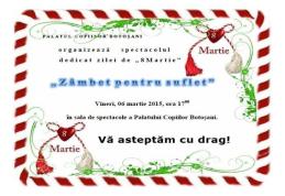 Spectacol omagial „Zâmbet pentru suflet”, organizat de Palatul Copiilor Botoşani