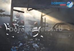 Incendiu violent în Dorohoi! Patru garaje şi un autoturism au fost mistuite de flăcări  - FOTO