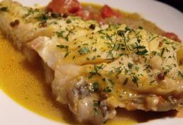 Peşte cu legume şi sos de vin alb