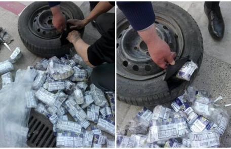 Țigări de contrabandă descoperite la vamă, în cauciucurile unui autoturism