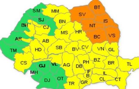 Cod portocaliu de vijelii în Moldova, inclusiv Botoșani, până miercuri dimineață
