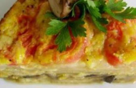 Dovlecei cu roșii și ciuperci la cuptor