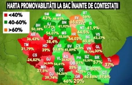 Rezultate Bacalaureat 2011: Harta promovabilității pe județe