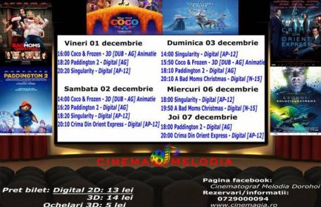 Vezi ce filme vor rula la Cinema „MELODIA” Dorohoi, în săptămâna 1 – 7 decembrie – FOTO