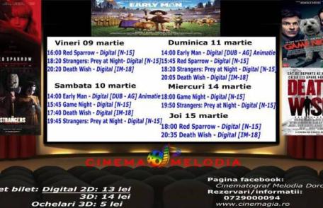 Vezi ce filme vor rula la Cinema „MELODIA” Dorohoi, în săptămâna 9 – 15 martie – FOTO