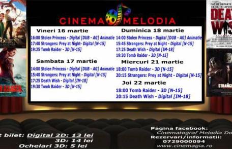 Vezi ce filme vor rula la Cinema „MELODIA” Dorohoi, în săptămâna 16 – 22 martie – FOTO