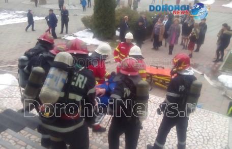 Incendiu la sediul Trezoreriei și ANAF Dorohoi: Exercițiu de amploare a pompierilor – FOTO