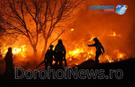 Incendiu puternic la Dragalina! Pompierii dorohoieni luptă pentru a stinge peste 50 de tone de furaje - VIDEO/FOTO