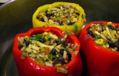 Ardei umpluți cu orez și ciuperci - de post