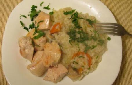 Orez cu ciuperci și pui