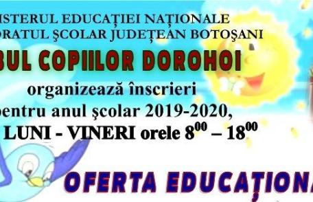 Clubul Copiilor Dorohoi organizează înscrieri pentru anul şcolar 2019-2020. Vezi detalii!