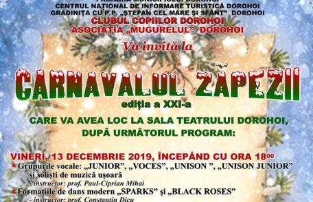 Clubul Copiilor Dorohoi organizează a XXI-a ediție a „Carnavalului Zăpezii”