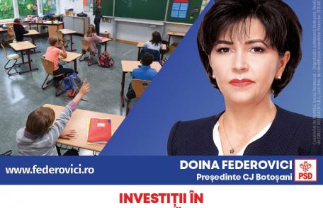 Doina Federovici: Continuăm investițiile în educație! Ne-am ținut de cuvânt: 164 de școli și grădinițe în 55 de localități, construcții noi și reabili