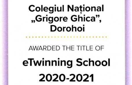 Colegiul Național „Grigore Ghica” Dorohoi – pe lista Premiilor eTwinning