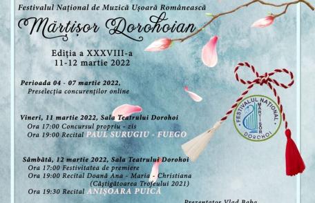 Festivalul concurs de muzică uşoară „Mărţişor dorohoian” a ajuns la cea de-a XXXVIII-a ediţie