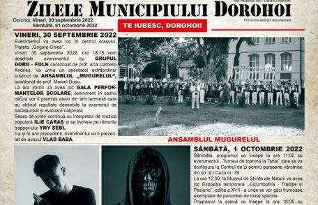 Zilele Municipiului Dorohoi 2022 – Vezi programul complet al evenimentelor!