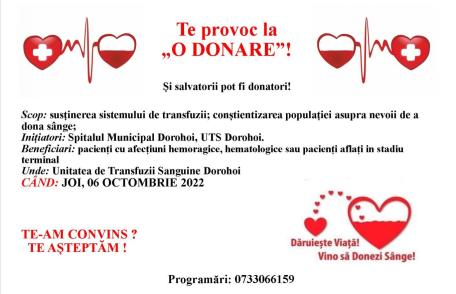 Tu ce faci de Ziua Dorohoiului? Fă ceva inedit! Provoacă un prieten la o donare!