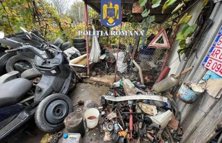 Controale ale polițiștilor la locuința unei persoane care desfășoară activități de întreținere și dezmembrări auto