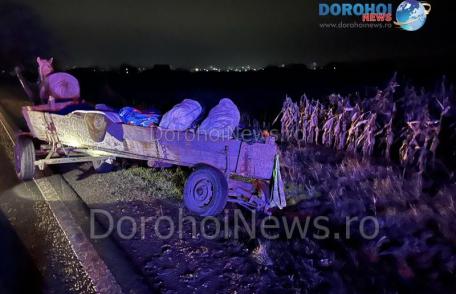 Accident! Căruță lovită de un autoturism în apropiere de Brăești – FOTO