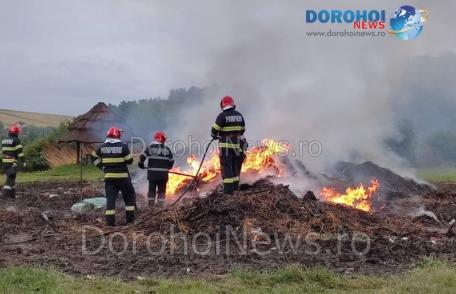 Intervenție la Horlăceni pentru stingerea unui incendiu izbucnit la aproximativ 15 tone de deșeuri vegetale - FOTO
