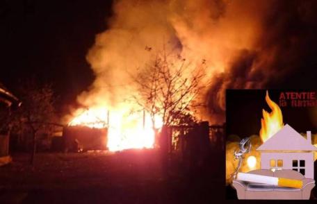 Clădire dezafectată din Dorohoi cuprinsă de flăcări