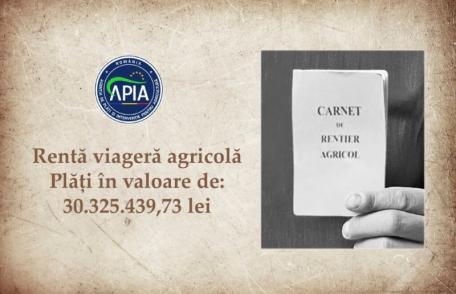 APIA: Plăți de peste 29,9 milioane de lei reprezentând rentă viageră agricolă 2022