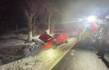 A avut nevoie de îngrijiri medicale după ce a ajuns cu mașina într-un șanț din Brăești