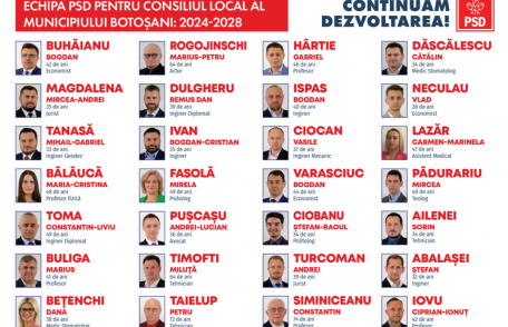 Cosmin Andrei: PSD are cea mai competentă echipă de candidați pentru Consiliul Local al municipiului Botoșani pentru mandatul 2024-2028