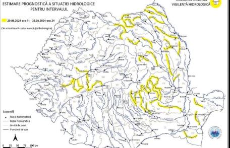 Cod Galben: Risc de inundații pe râurile Jijia, Prut și afluenții acestora