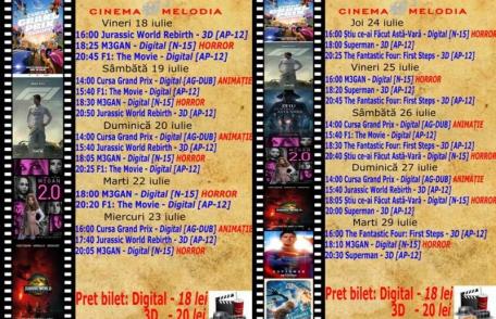 Vezi ce filme vor rula la Cinema „MELODIA” Dorohoi, în perioada 18 - 29 iulie – FOTO