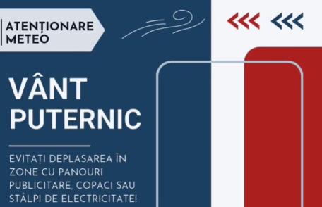 Atenție! Cod Galben de vânt, cu intensificări de peste 50 km/h, în județul Botoșani
