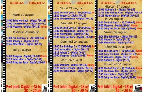 Vezi ce filme vor rula la Cinema „MELODIA” Dorohoi, în perioada 19 - 31 august – FOTO