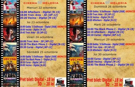 Vezi ce filme vor rula la Cinema „MELODIA” Dorohoi, în perioada 22 octombrie - 02 noiembrie – FOTO