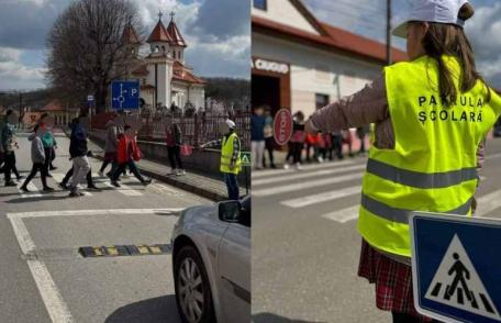 Activitate de educație rutieră- patrulă școlară în zona Școlii Profesionale „Ion Pillat”, din Dorohoi