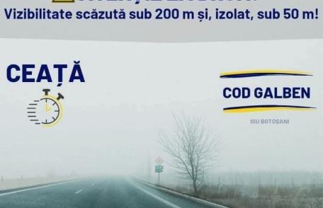 Conduceți prudent! Meteorologii au emis un COD GALBEN de ceață pentru județul Botoșani
