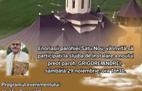 Parohia „Sfinții Arhangheli Mihail și Gavriil” Satu Nou invită credincioșii la instalarea noului paroh