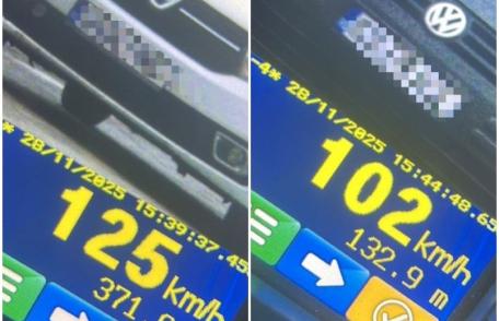 Zeci de sancțiuni și 8 permise de conducere reținute pentru viteză