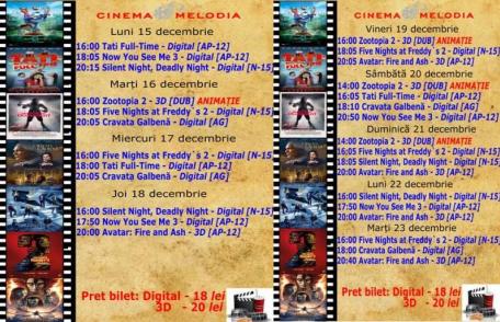 Vezi ce filme vor rula la Cinema „MELODIA” Dorohoi, în perioada 15 - 25 decembrie – FOTO
