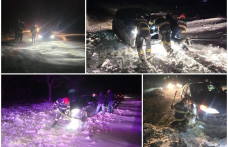 Intervenții ale pompierilor în urma ninsorilor viscolite și a vântului puternic din județul Botoșani